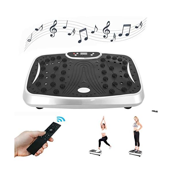 Jiasuz-Vibration-Plate-Exercise-Machine-Full-Whole-Body-Workout-Home-Massager-and-Fitness-Platform-Weight-Loss-Toning-with-Resistance-BandRemote-Control-and-Support-220IbsSilver Jiasuz Vibration Plate Exercise Machine Full Whole Body Workout Home Massager and Fitness Platform Weight Loss & Toning, with Resistance Band,Remote Control and Support 220Ibs,Silver