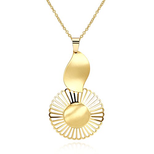 Sterling Silver and 18K Gold Bali Inspired Filigree Round Circle Floral Pendant Necklace, Best Jewelry for Women, 16/18"