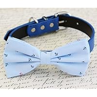 Collar de pajarita de perro azul náutico, algo azul, boda en la playa, ancla, regalo de cumpleaños