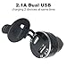 Meetou DIN Hella Powerlet Plug to Dual USB Charger Adapter with LED Voltmeter for BMW Motorcycle/Phone/iPhone/GPS/SatNav