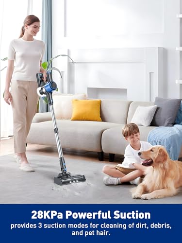 SINCHEREU A27B Cordless Vacuum Cleaner, 8-in-1 Powerful Suction Stick Vacuum, 40Mins Runtime Detachable Battery, 3 Power Modes & LED Display, Ideal for Home, Car, Hard Floor, Carpet, Pet Hair