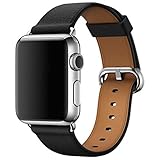 For Apple Watch 38MM, Sunfei Single Tour Genuine Leather Band Bracelet Watchband (Black)