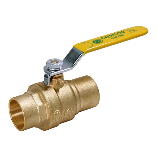 Everflow Supplies 600C001-NL Lead Free Full Port Forged Brass Ball Valve with Solder Cups, 1"