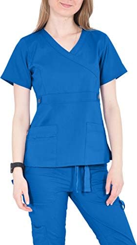 Hey Women's Mock Wrap Baby Twill Scrub Top