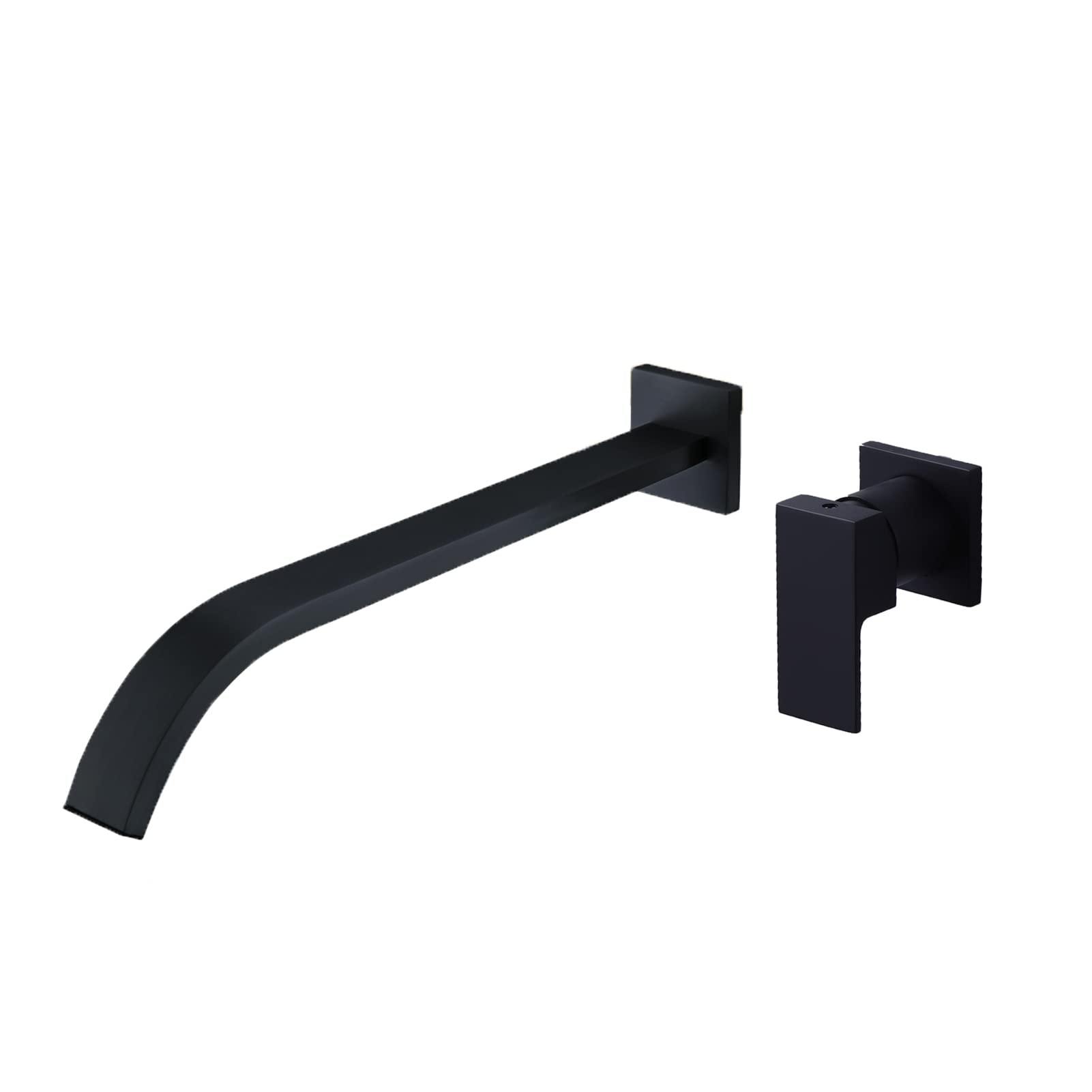 BAITUJIE Black Wall Mounted Bath Tap, Brass Bathroom Mixer Taps with 30 cm Long Spout Bath Basin Filler