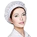 Elastic Chef Cap Cooking Hat Food Service Hair Nets Mesh Kitchen Net Reusable Restaurant Beanie (White Drawstring, one Size)