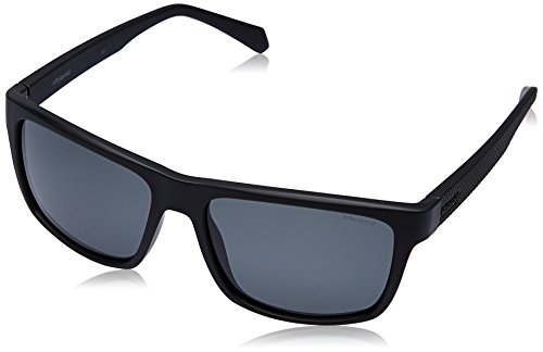 Polaroid Sunglasses PLD 2058/s Polarized Rectangular Sunglasses, Matte Black, 55 mm