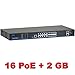 GW Security GWSW1602G 10/100Mbps Desktop/Rackmount 16 Port PoE Switch, Max 30W each POE port, 2 Uplink ports and 2 Gigabit Fiber Optical SFP ports, Up to 820FT Transmission Distance