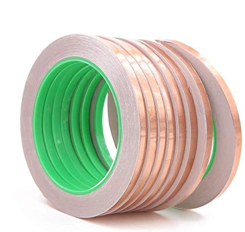 8PCS Copper Foil Tapes, Dual-Sided Conductive Adhesive for EMI Shielding, Slug Repellent, Paper Circuits, Electrical Repairs, Grounding, Crafts