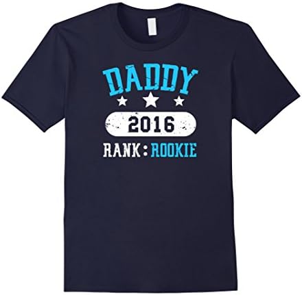 Men's New Daddy T-Shirt, New Dad Rank Rookie, 2016, by Zany Brainy Large Navy