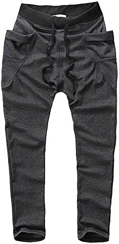 Summer River Men's Casual Slim Fit Jogging Harem Pants Drop Crotch Sports Trousers PT005 (XX-Large, DARK GRAY)