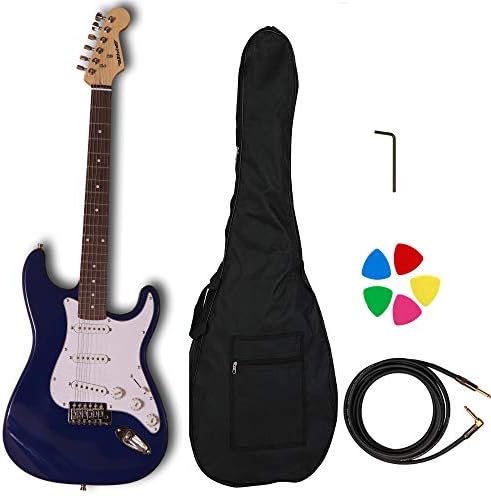 Attude Blue Electric Guitar 40 inch Super Combo Offer 1 Padded Bag 1 Guitar Cable/ 2pics/2 Allen Keys & 1 Tremendous Rod With Rosewood Fretboard and Dual Action Truss Rod Metallic blue