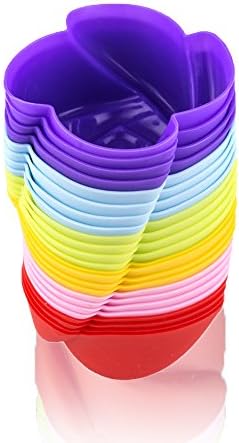 LAVAVIDA Silicone Cupcake Liners, 24 Pack 6 Colors Rose Baking cups, Resuable and Nonstick Muffin Holder, Standard Size Cake Molds - Flower