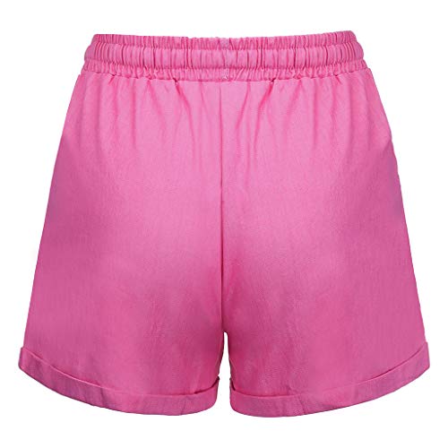 Women Short Pants, JOYFEEL ❤️ Ladies Cotton Linen Casual Elastic Waist Pants Drawstring Solid Summer Walking Shorts - Thumbnail 3