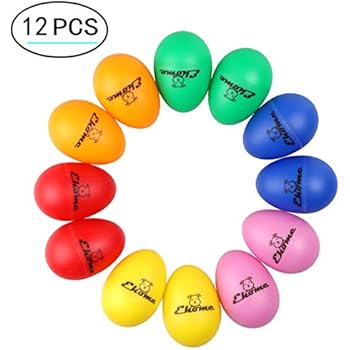 Plastic Egg Shakers, Ehome 12 Pcs Percussion Musical Egg Maracas Easter Egg Kids Toys with Assorted Colors.