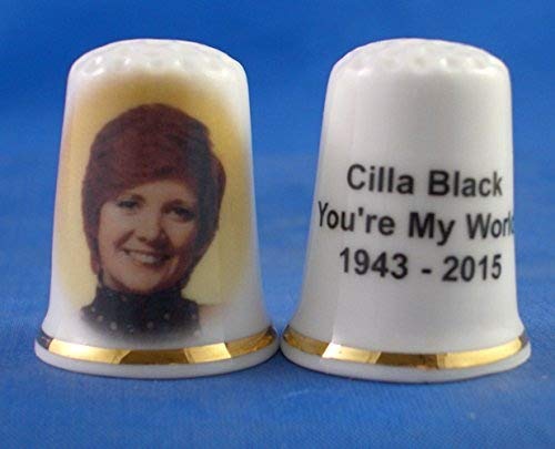 Porcelain China Collectable Thimble -- Cilla Black with Free Gift Box