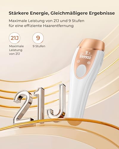 IPL Devices Hair Removal Laser with Cooling Function, 21J Laser Hair Removal for Men and Women, 9 Levels, 999,900 Flashes, IPL Hair Removal Device for Body, Armpits & Bikini Zone