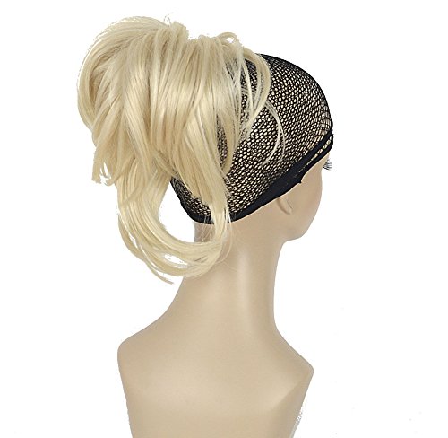 Lydell 12 Inch Adjustable Messy Style Ponytail Hair Extension Synthetic Hair-Piece with Jaw Claw (613 Blonde) — image 1