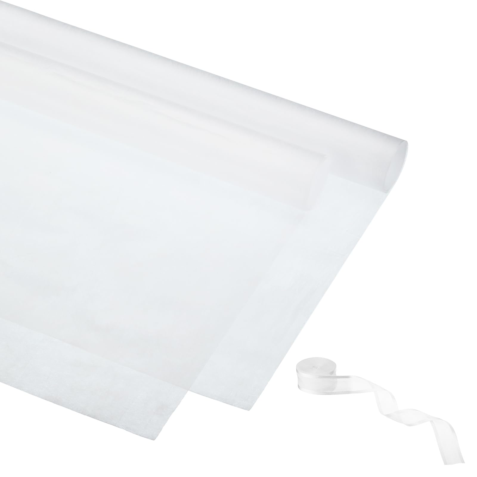 PATIKIL 22.8"x22.8" Flower Wrapping Paper, 20 Sheets Non-Woven Waterproof Florist Floral Bouquet Wrap Paper Korean Style with 1 Roll Ribbon for DIY Crafts Gift Packing, White