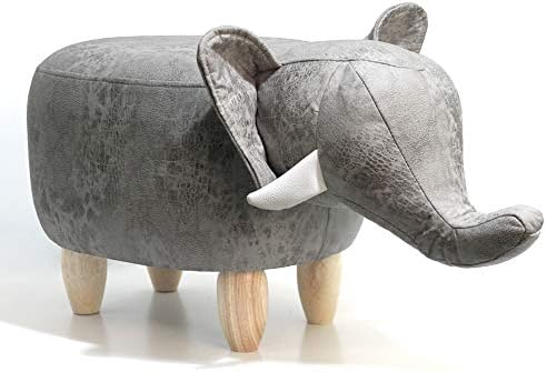 Haosoon Animal stool Series Upholstered Ride-on Storage Ottoman Footrest Stool with Vivid Adorable Animal-Like Features (Grey Elephant) (WITHOUT STORAGE)