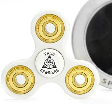True Spinners Fidget Toys - Finger Toys for Focus ADHD Kids Adults Office HIGH SPEED Si3N4 Ceramic Bearings for Longest Spin Times 3+ Minutes Anti-Anxiety White EDC Tri-Spinner Fidget Spinners