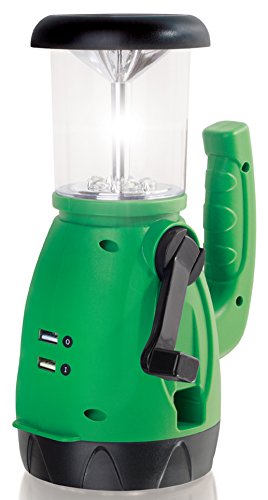 Perfect Life Ideas Dynamo LED Flashlight Lantern with Built-in 2 USB Ports - USB Charger for Cell Phones or for Charging Through USB Power or By Hand Cranking. Emergency, Camp Light