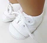 Doll Shoes Fit Bitty Baby Doll and Other 15 Inch Dolls White Canvas Sneakers