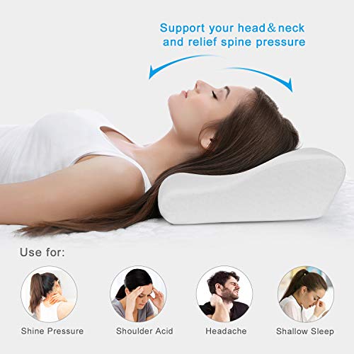 Memory Foam Pillow Neck Pillow for Sleeping, Cervical Pillow for Neck pain, Side Sleeper Pillow Contour Pillow for Side/Back/Stomach Sleeper, Ergonomic Orthopedic Pillow Comfort and Correct Spine