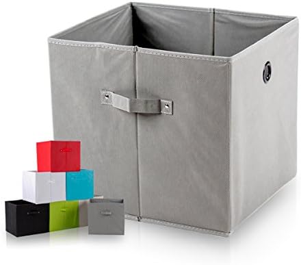 diMio SB1 Folding Box - Shelf Compartment Storage Box, in Trendy Colours with Carry Handles and Finger Hole, Extra Deep for More Storage Space - 37x33x33cm (4er Pack) - Grey