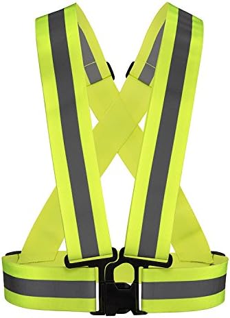 Camp Ben Reflective Vest - (Green) - Be Seen at Night While Walking, Running, Cycling, or on a Motorcycle - Safety Harness Reflects Light
