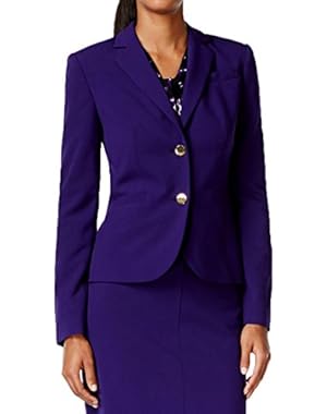 Calvin Klein Womens Petites Long Sleeves Button Closure Two-Button Suit Jacket