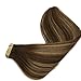 LAB·EH Tape in Hair Extensions Ombre Chocolate Brown to Caramel Blonde 14 Inch 50g 20pcs Remy Human Hair Extensions Tape in Skin Weft Natural Hair Extensions