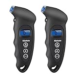 KSaAuto Digital Tire Pressure Gauge 150 PSI 4 Settings for Car Truck Bicycle with Backlit LCD and Non-Slip Grip, Black (2 Pack)