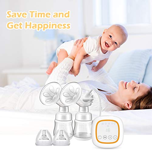 BAMMAX Double Electric Breast Pump, Portable Breast Pumps Breast Feeding Pumps USB Rechargeable Breast Pump with 4 Modes 16 Files, LED Touch Screen Display, Ultra-Quiet, BPA-Free, FDA Certified
