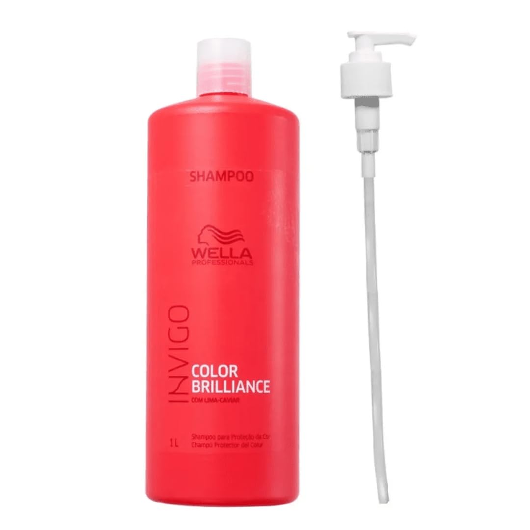Wella Invigo Brilliance Shampoo for Fine Coloured Hair 1000ml with Pump Dispenser
