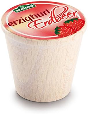 Erzi Pretend Play Wooden Grocery Shop Merchandize Strawberry Flavour Yoghurt, 4.2 x 3.8cm