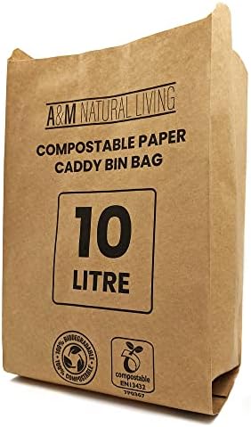 A&M Natural Living 50 x 10 Litre Paper Food Waste Caddy Bin Liners
