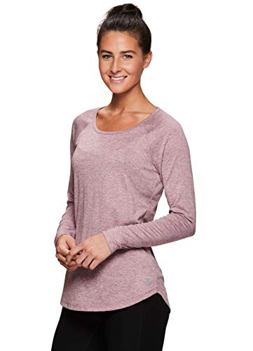 RBX Active Women's Super Soft Long Sleeve Raglan Scoop Neck Workout Running Tee F-19 Pink L