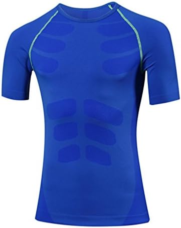 Quick Dry Breathable Compression Baselayer Shirt Pants Set for Men (Asia size L, Blue Green)