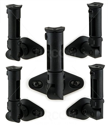 Mount-It! MI-SB205 5 Pieces, Universal Full-Motion, Articulating, Audio Media HiFi 5.1 Channel Surround Sound Satellite Speaker Wall or Ceiling Mount Brackets, 1 to 2 Hole Adapters, Black