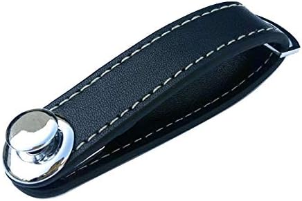 Compact Key Organizer Keychain - 100% Real Leather Key Holder - Secure Locking Mechanism - Pocket Key Chain up to 10 Keys & Tools - EDC Stainless Steel Multitool, Bottle Opener, Screwdriver Black