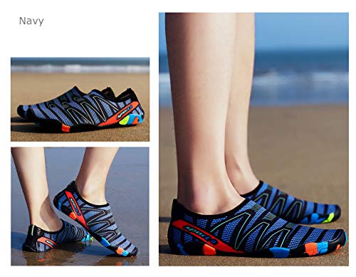 Mens Womens Water Shoes Quick Dry Barefoot for Yoga Swim Diving Surf Aqua Sports Pool Beach (Navy 42)