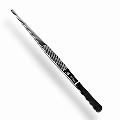 LIUNA Stainless Steel 25cm 10-inch Long Precision Straight Tweezers Forceps Aquarium Basin Tongs Kitchen Tools
