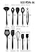 Silicone Kitchen Utensil Set, 10pcs - Heat-Resistant Non-Stick Silicone Cooking Utensils With Solid Core - Baking BBQ Cooking Tool Kit With Spatula, Tongs, Pasta Fork, Turner, Ladle, More (black)
