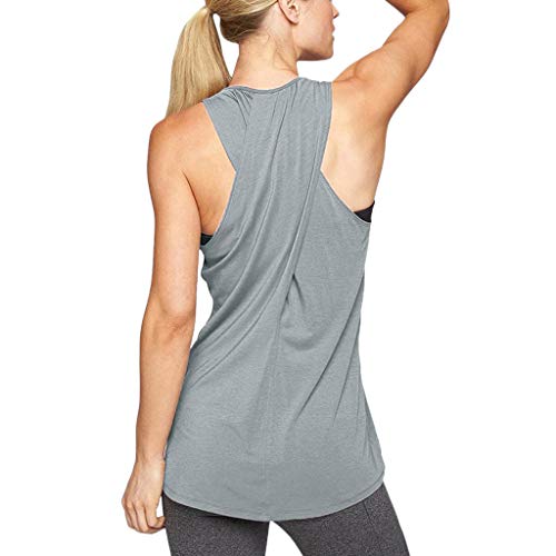 ZEFOTIM Workout Tops for Women,Cross Back Yoga Shirt Sleeveless Racerback Workout Active Tank Top(A-Gray,XX-Large)
