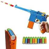 ZHENDUO Mauser Pistol Toy Gun with 10 Rubber Soft Bullets Mini Foam Dart Gun Blasters for Children Kids Cosplay Gifts (Blue)