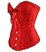 YAQKUOA Womens Corset Plus Size Sexy Lingerie Floral Lace Up Overbust Bustier Top red