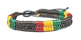 Exoticdream Friendship Black Rasta Cord Bracelet Plaided Hippie Cotton Braided Bob Marley Wristband