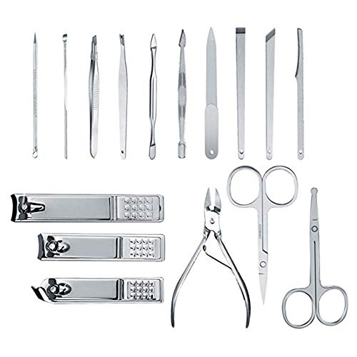 Professional Manicure, Whimsyyy Pedicure Kit, Nail Clippers, Professional Grooming Kit, Nail Tools with Luxurious Travel Case, Set of 16 (Pink)