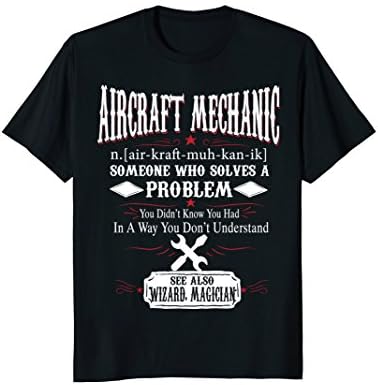 Mens Funny Aircraft Mechanic Meaning T-shirt Noun Definition Gift XL Black